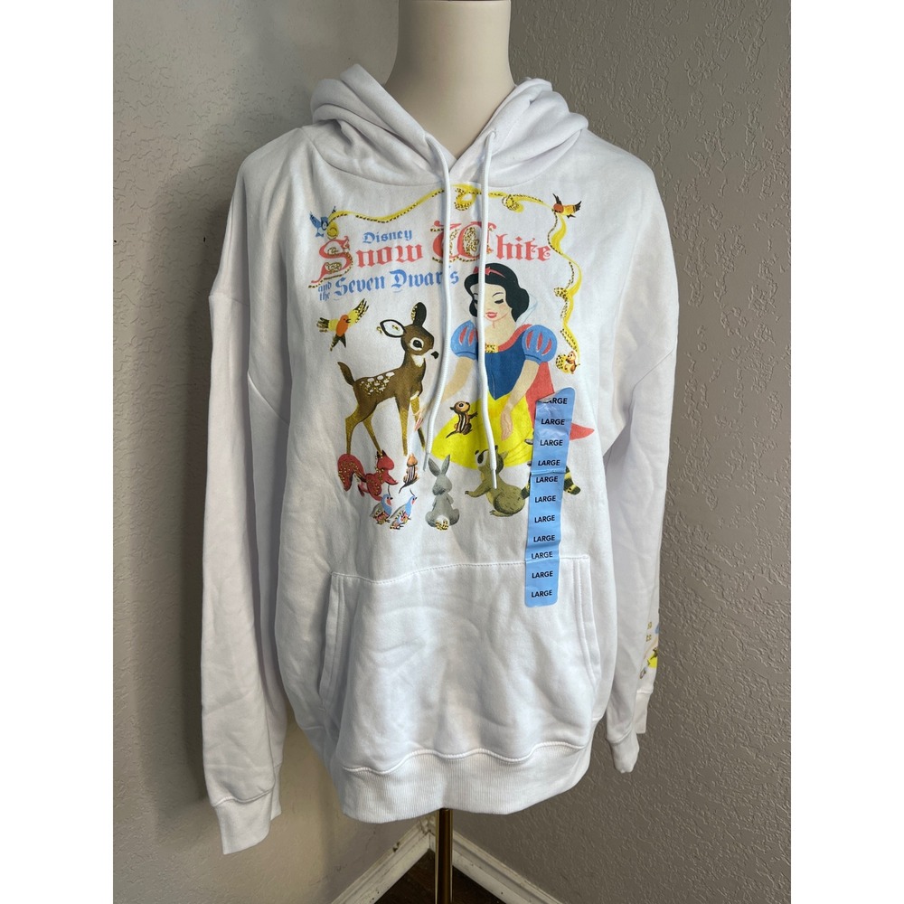 Disney Snow White Seven Dwarfs Pullover Hoodie Princess Graphic White L